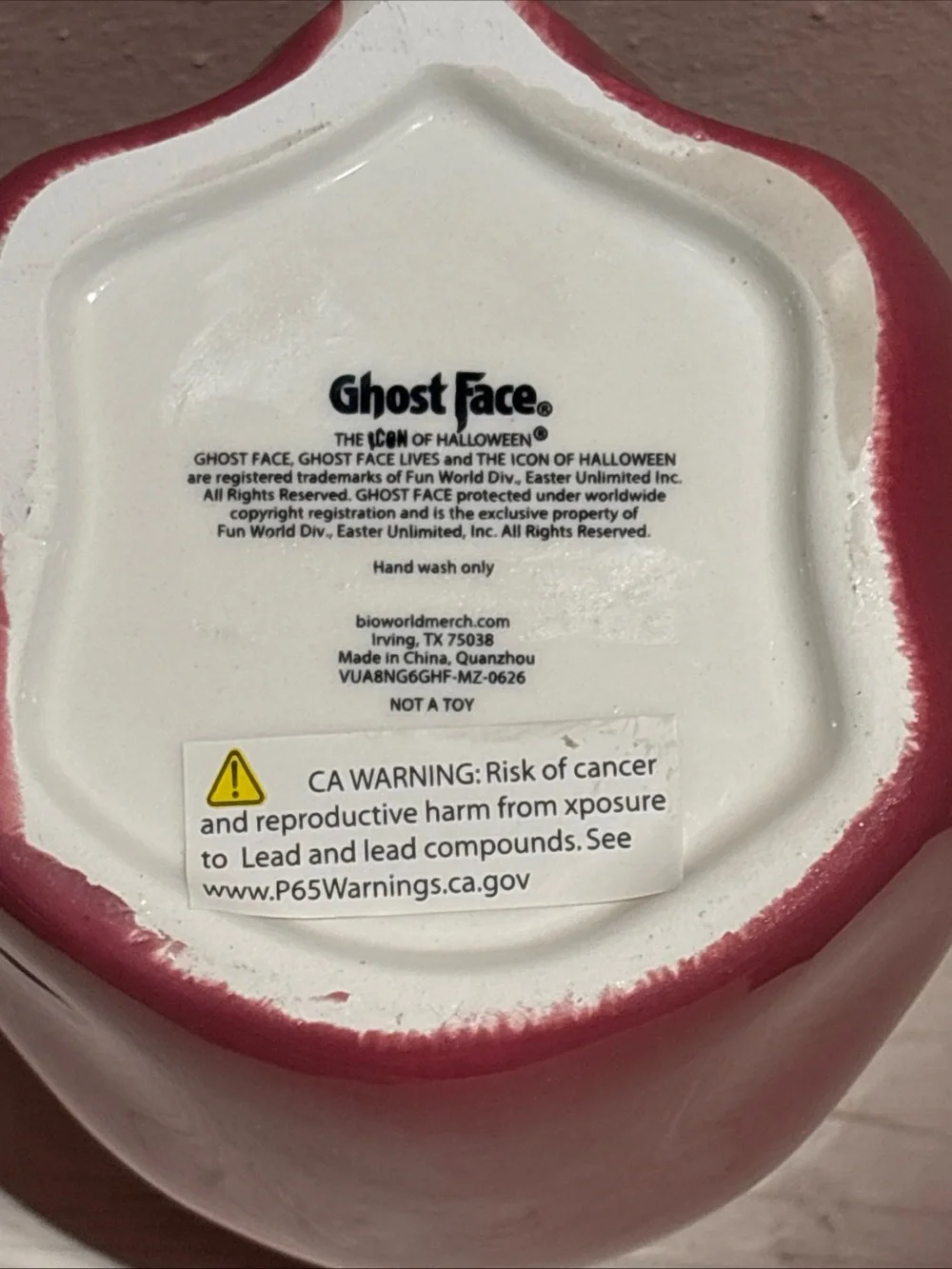 Ghost Face Scream Pink Sculpted Halloween Ceramic Mug NEW Ghostface